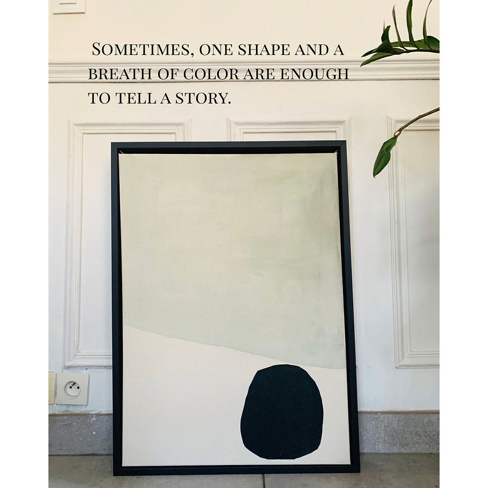 Miniaturbild: "Close enough to whisper“, Mischtechnik auf Leinwand, gerahmt in mattem Schwarz, 50 × 70 × 4 cm