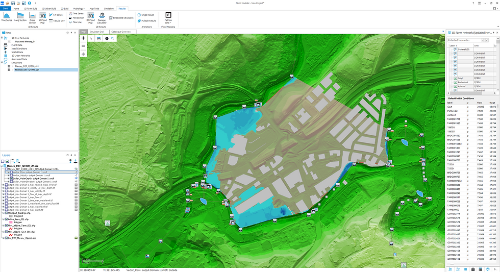 Flood Modeller screenshot of its powerful built-in functions