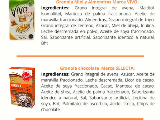 Comparación de granolas comerciales