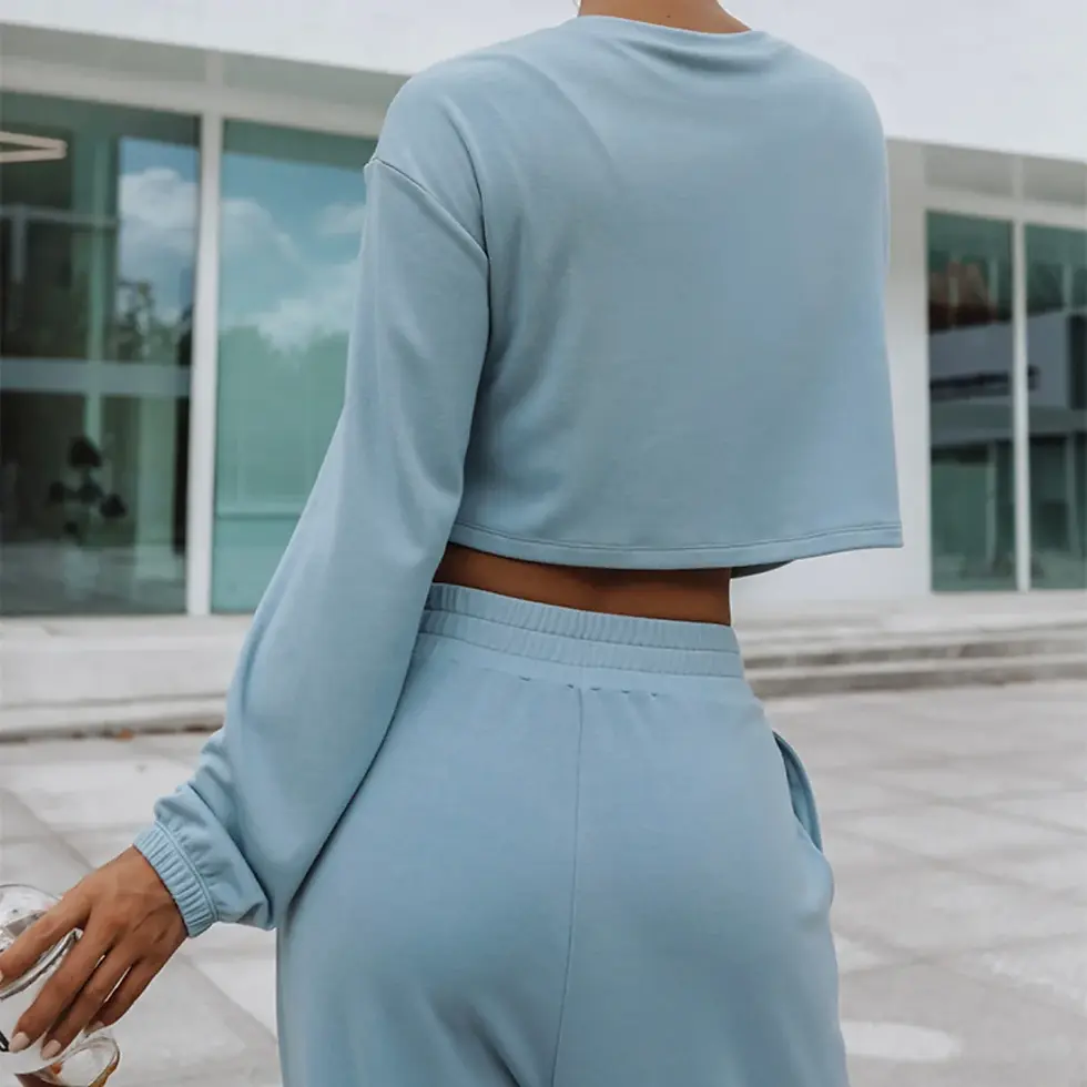 Thumbnail: Womens Crop Top High Waist Pants Comfortable Set