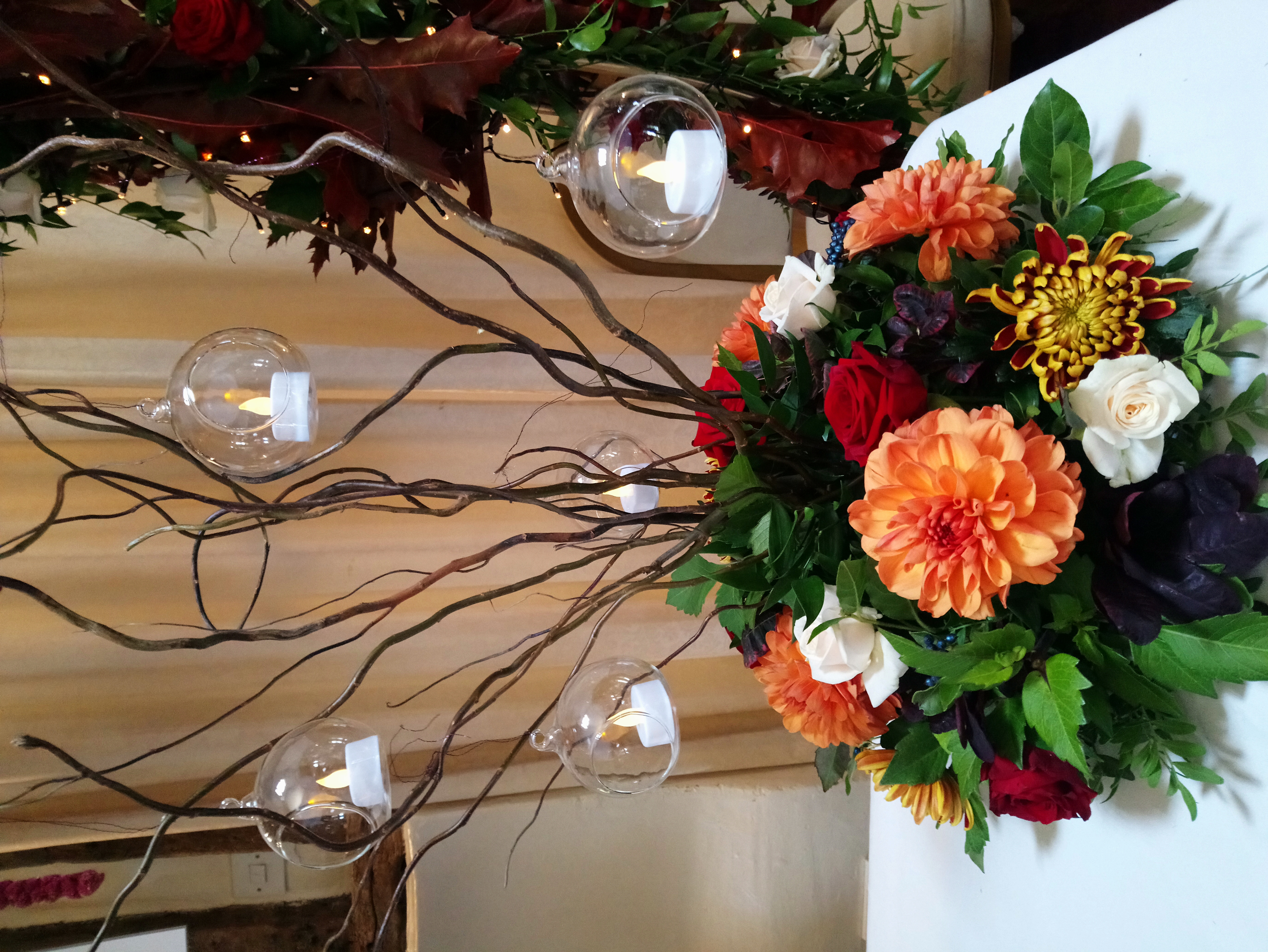 Lit Willow Colourful Centrepiece