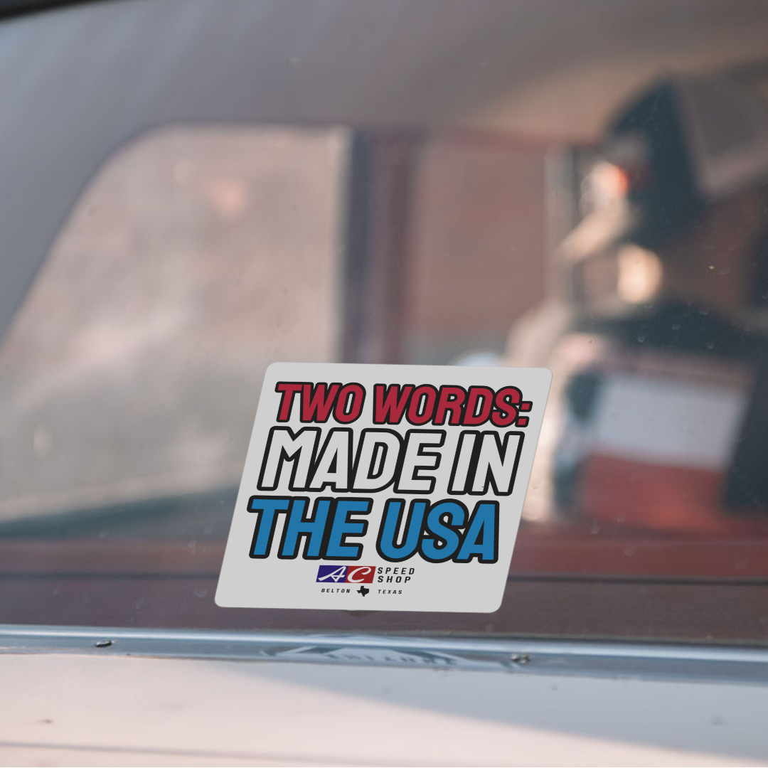 Two Words Sticker: MADE IN THE USA - Ribs and Rods Giveaway Entry