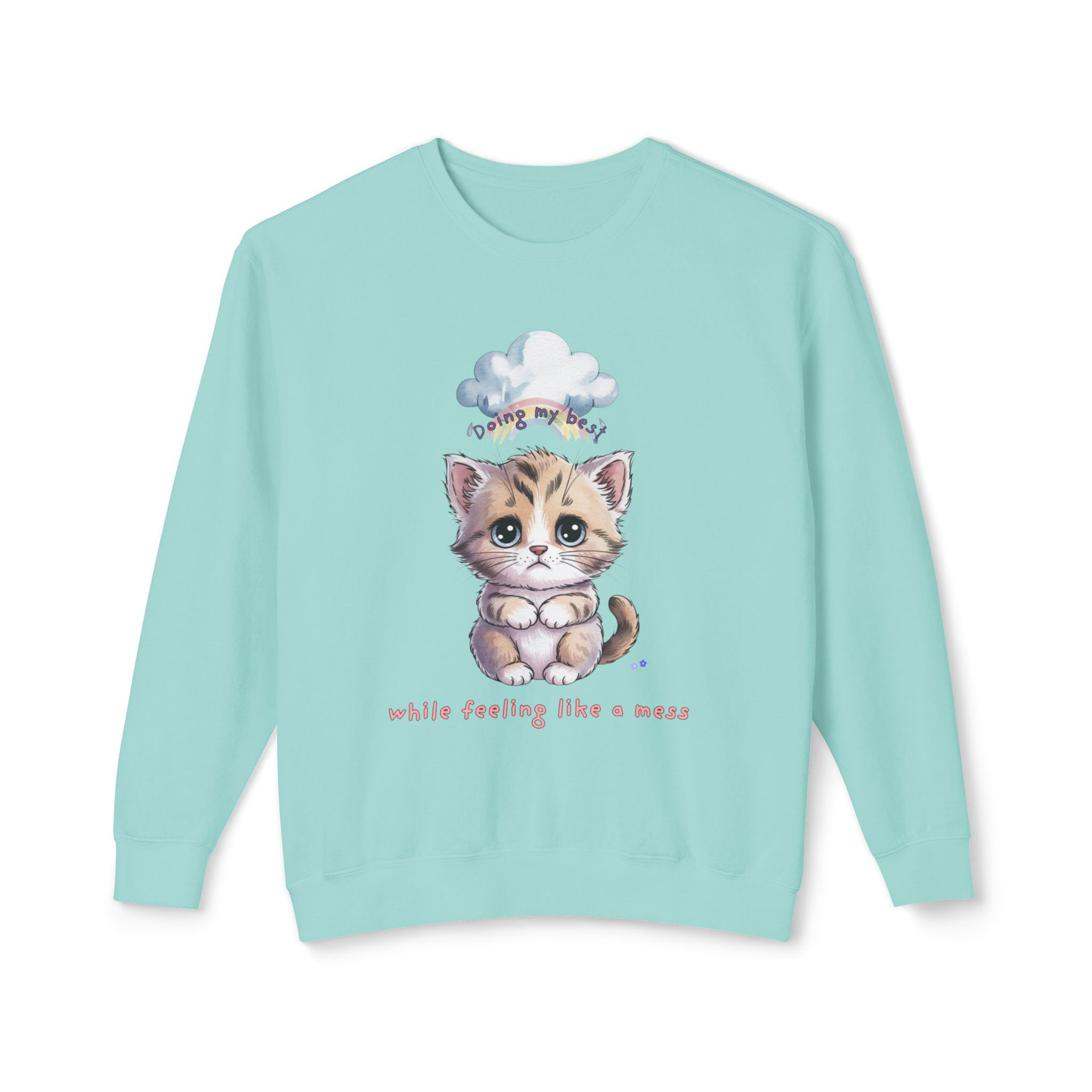 Doing my Best Cute Rescue Kitten Lightweight Crewneck Sweatshirt
