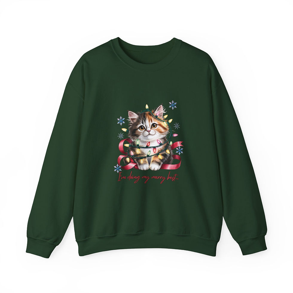 Thumbnail: Cat Crewneck Sweatshirt — "I'm Chasing My Merry Heart" Cute Kitten Graphic