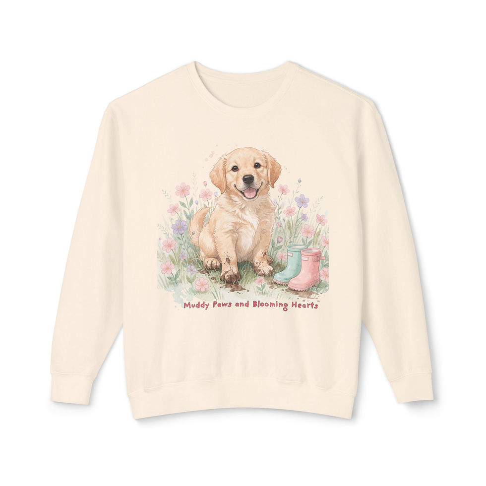 Thumbnail: Cute Golden Retriever Lightweight Crewneck Sweatshirt