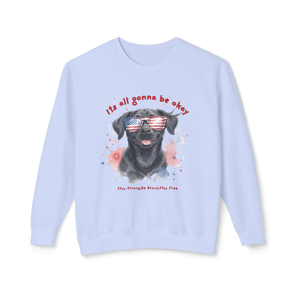 Thumbnail: It’s All Gonna Be Okay Patriotic Black Lab Lightweight Crewneck Sweatshirt