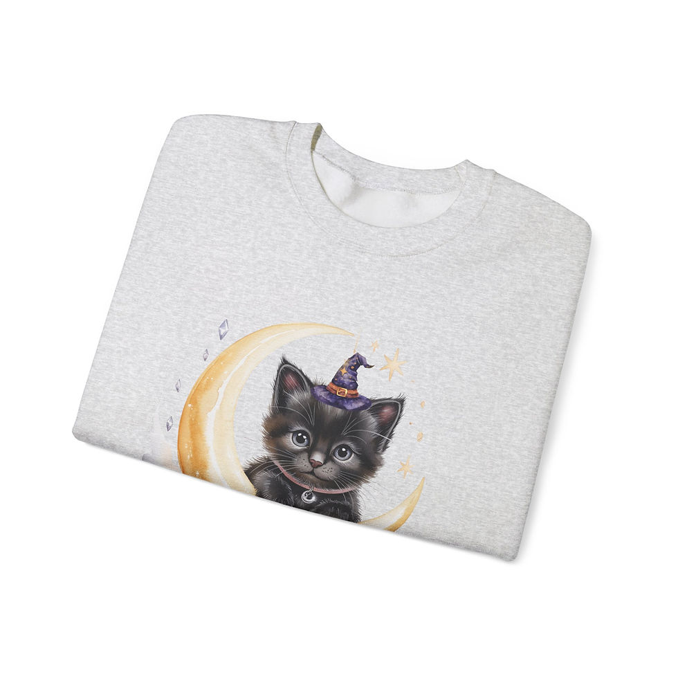 Thumbnail: Spooky Cute Black Kitten Halloween Sweatshirt