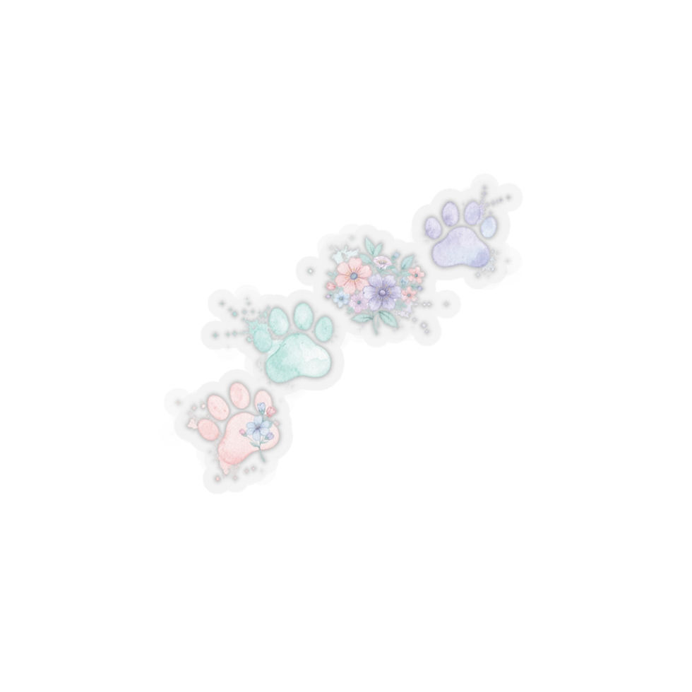 Thumbnail: Watercolor Paw Prints Kiss-Cut Stickers