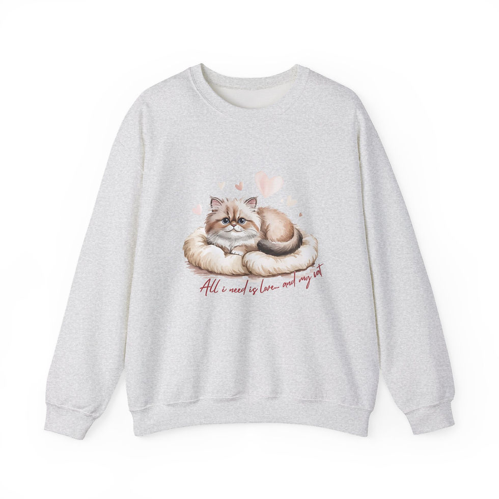 Thumbnail: All I Need is Love and.... my Cat Funny Valentine's Crewneck Sweatshirt