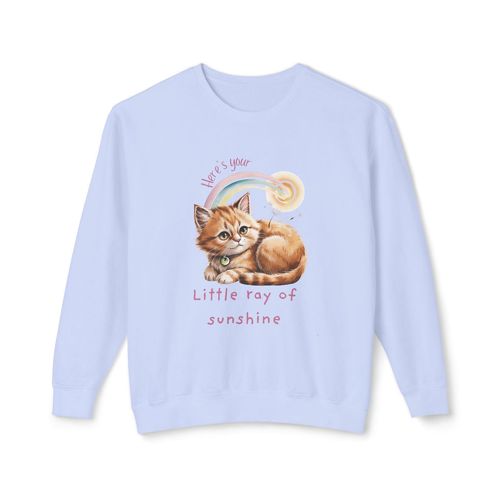 Thumbnail: Ray of Sunshine Cute Kitten Lightweight Crewneck Sweatshirt