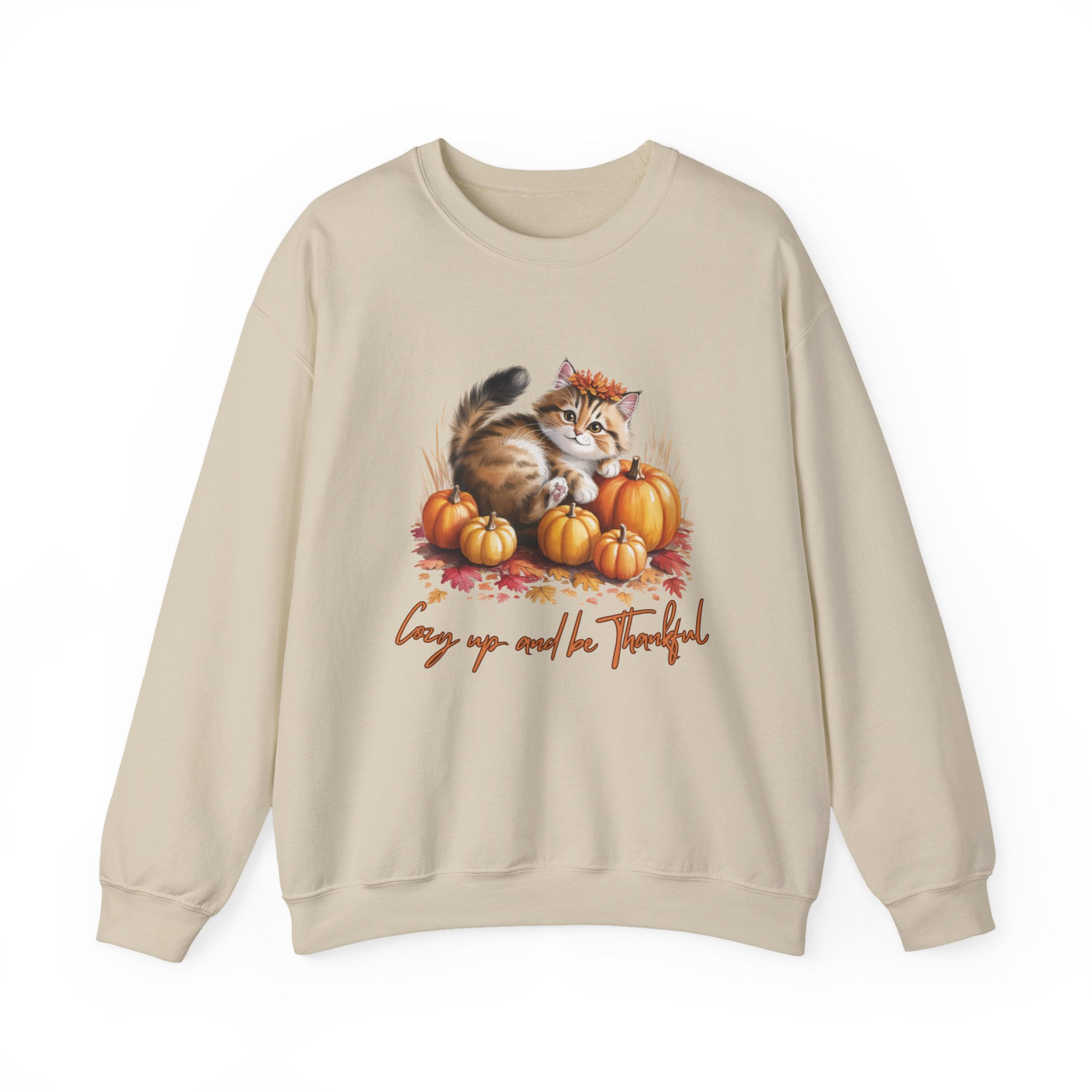 Thankful Kitty Fall Sweatshirt — Cozy up and be Thankful