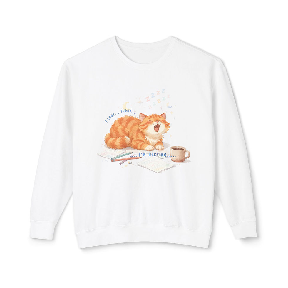 Thumbnail: I’m Resting Lazy Overworked Cat Lightweight Crewneck Sweatshirt