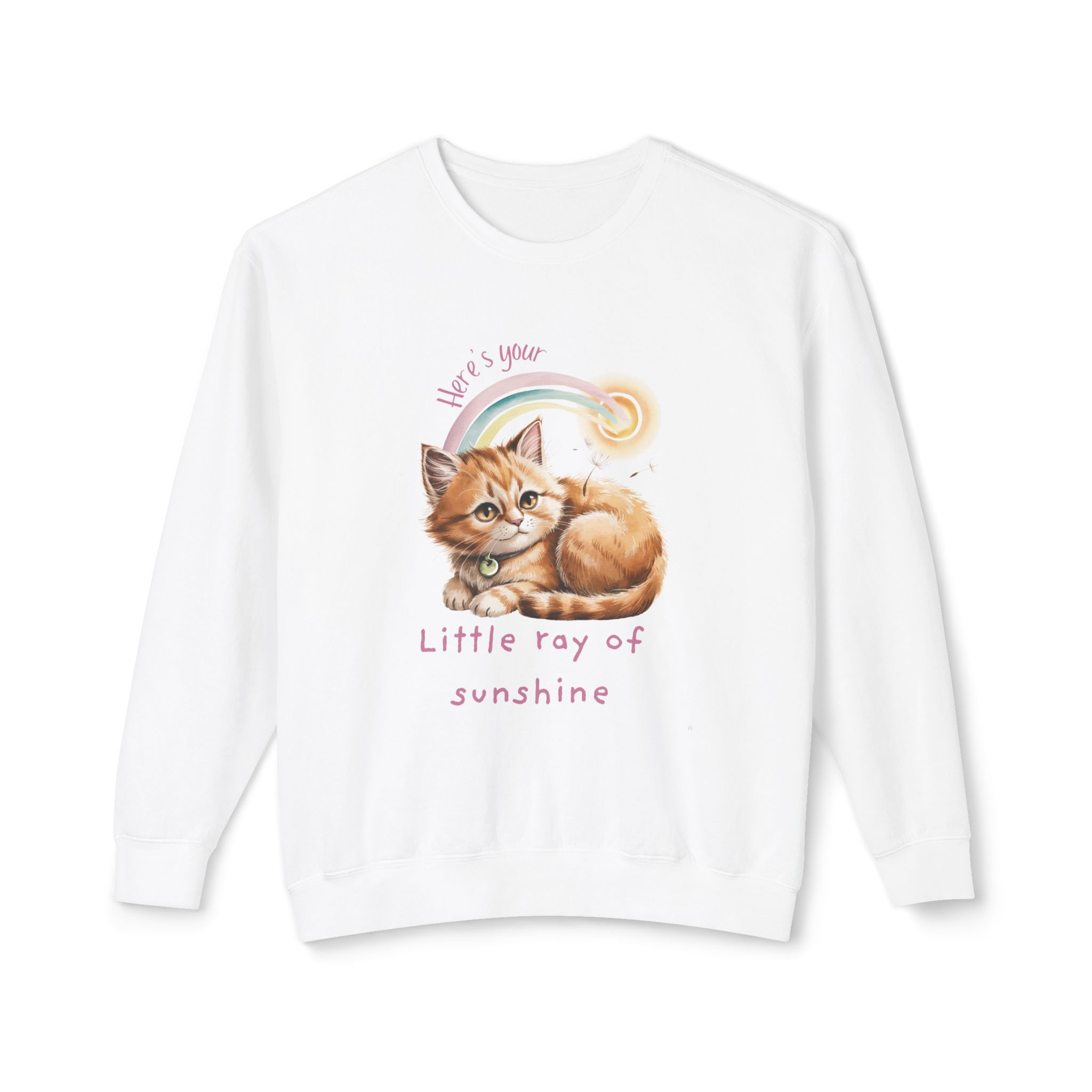 Ray of Sunshine Cute Kitten Lightweight Crewneck Sweatshirt