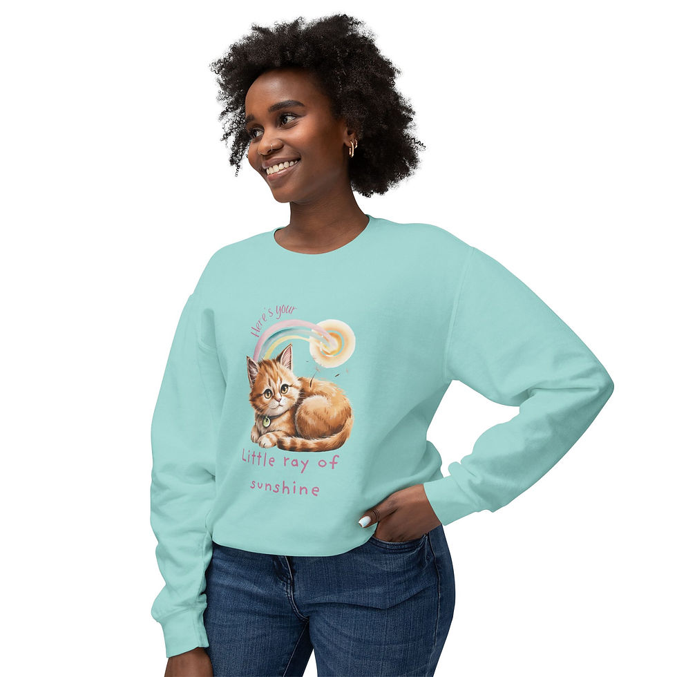 Thumbnail: Ray of Sunshine Cute Kitten Lightweight Crewneck Sweatshirt