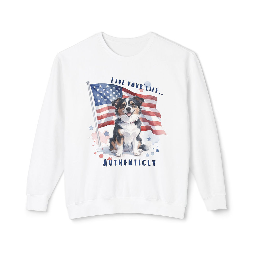 Thumbnail: Live Your Life Authentically Rescue Dog Lightweight Crewneck Sweatshirt