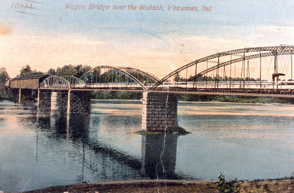 On the left side of this postcard photo is the covered part of the Bridge into Lawrence County