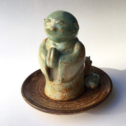 monk and sneaky mice incense burner