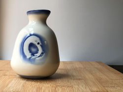blue ring wobbly sake bottle