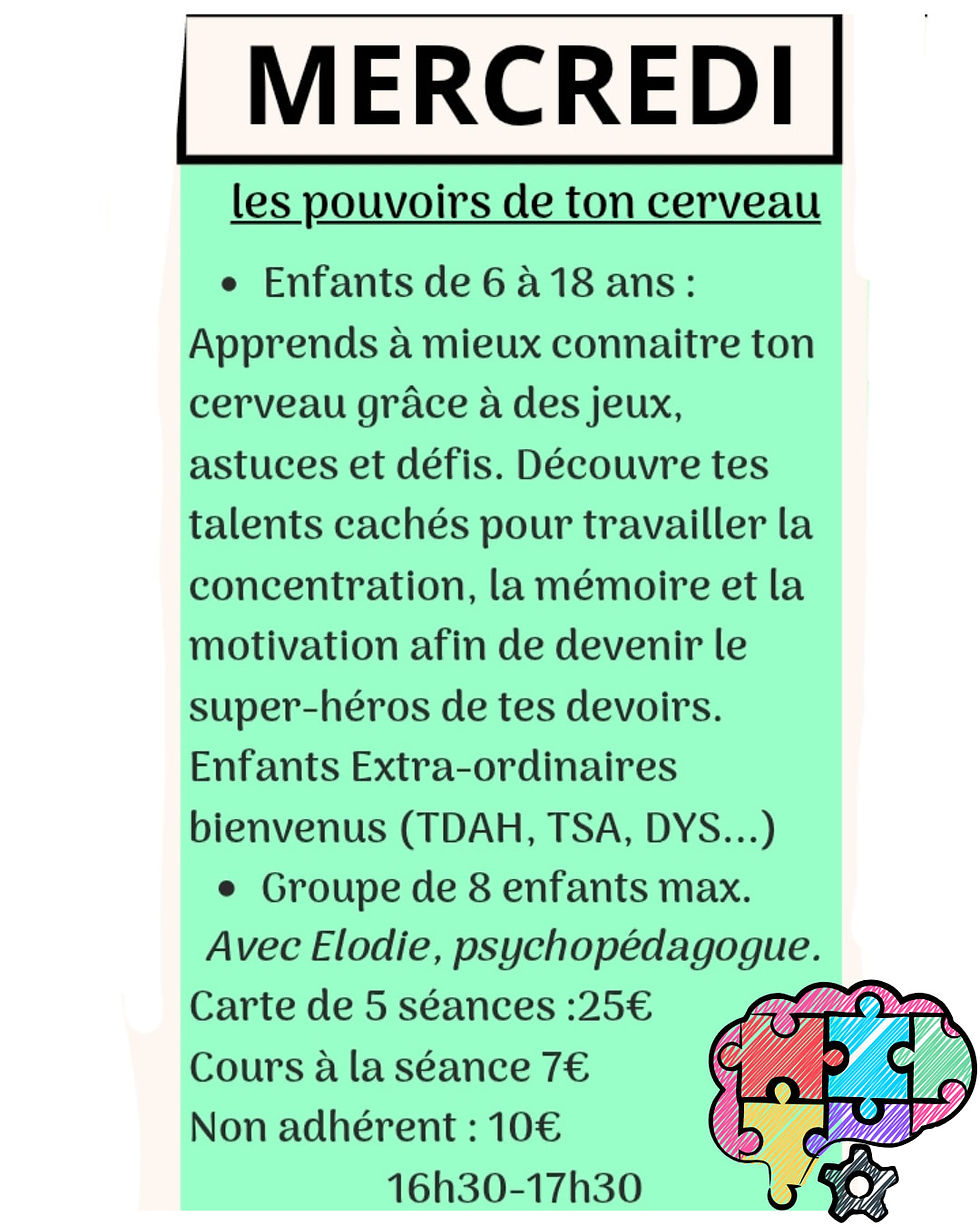 Ateliers Les supers pouvoirs de ton cerveau à Gigean