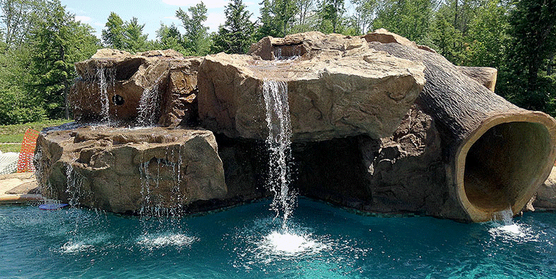 Poolside Water feature with slide