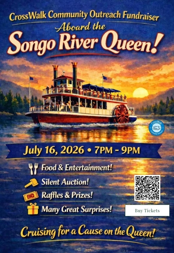 Fundraiser event banner showing Songo River Queen.