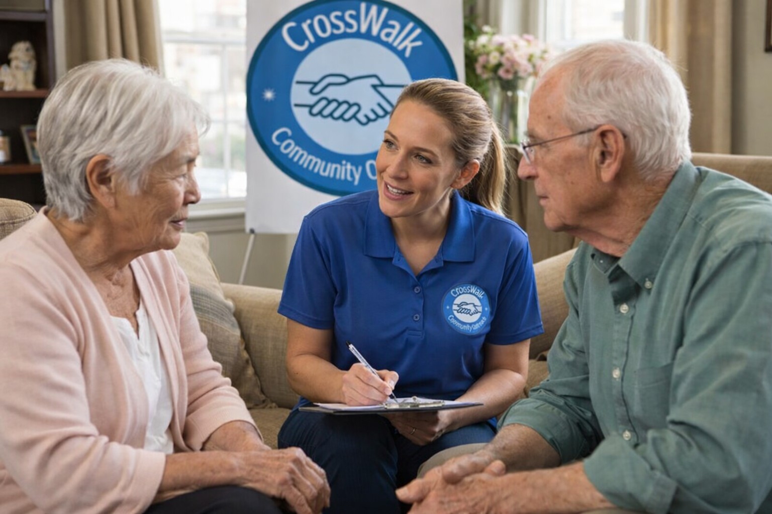 Community services showcase highlighted with a border.