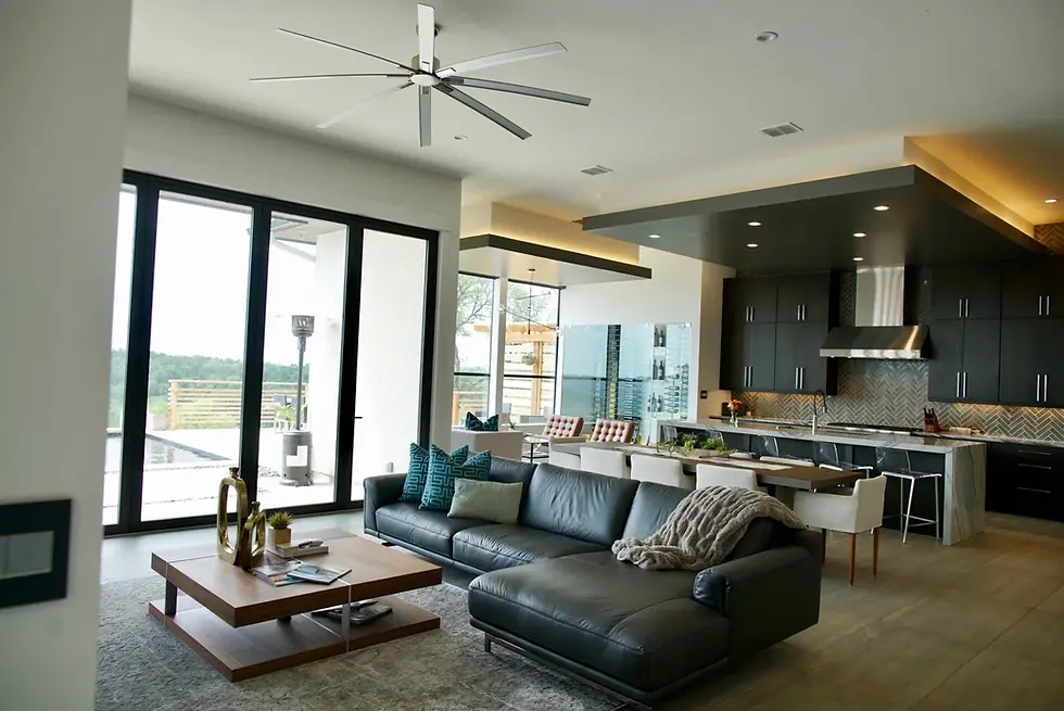 Open cocepet living area in Fredericksburg Texas.