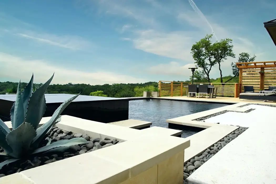 Inground pool of custom home.