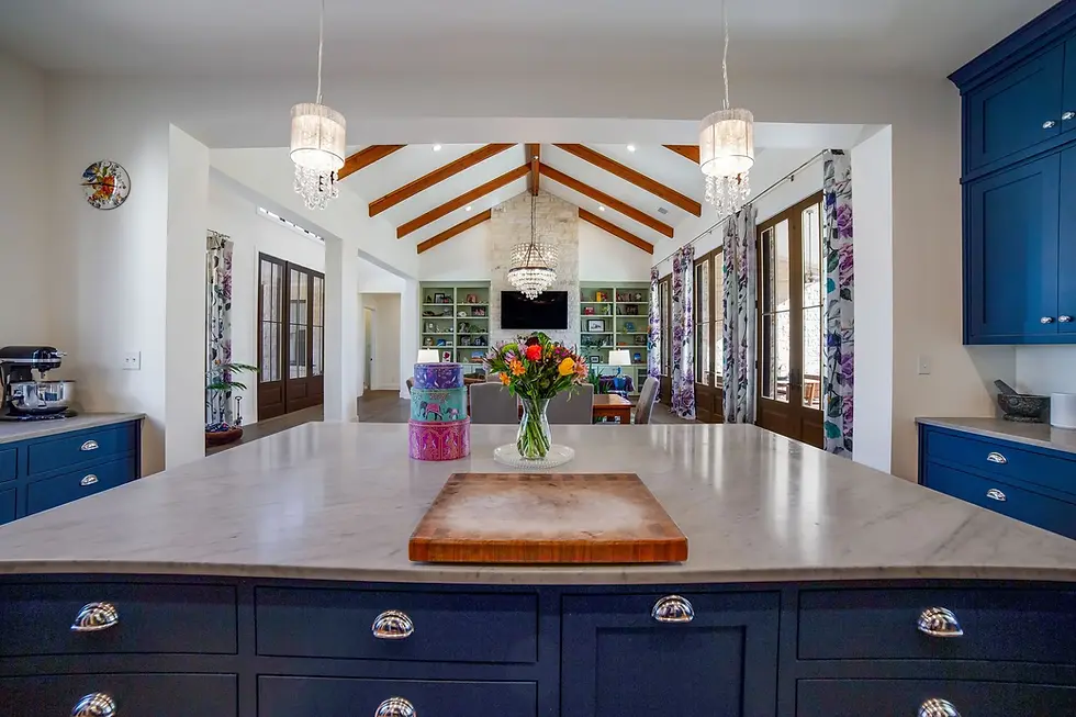 Custom Kitchen with exposed beams on the ceiling. 