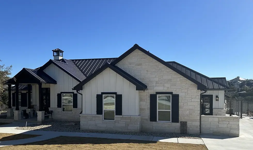 Simple custom home built in Fredericksburg Texas.