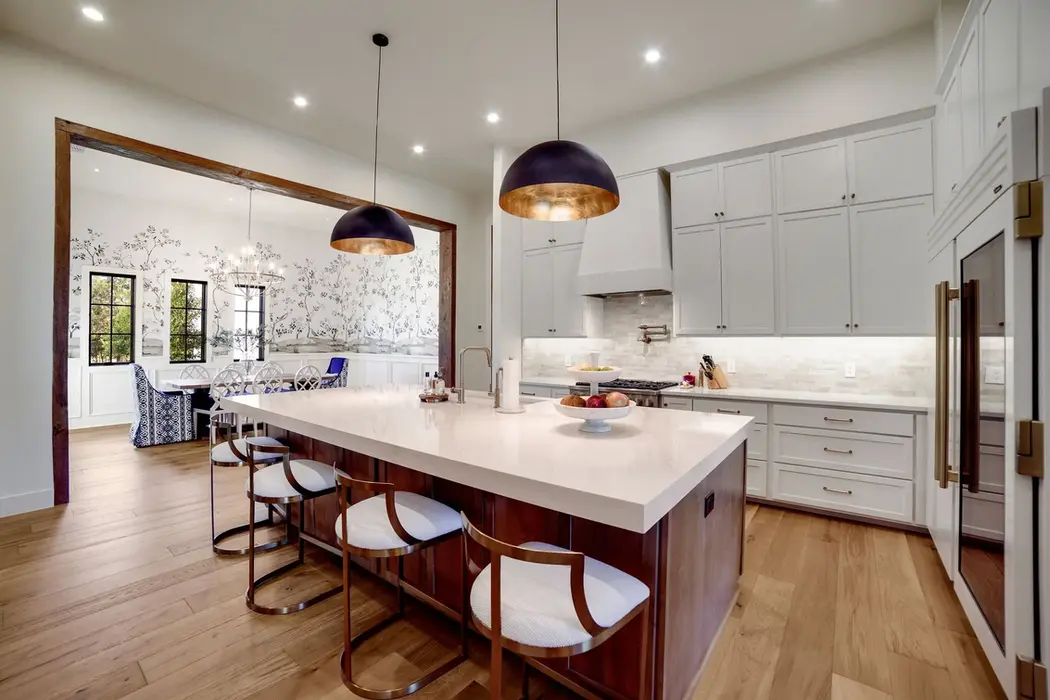 white and oak kitchen in Fredericksburg Texas.