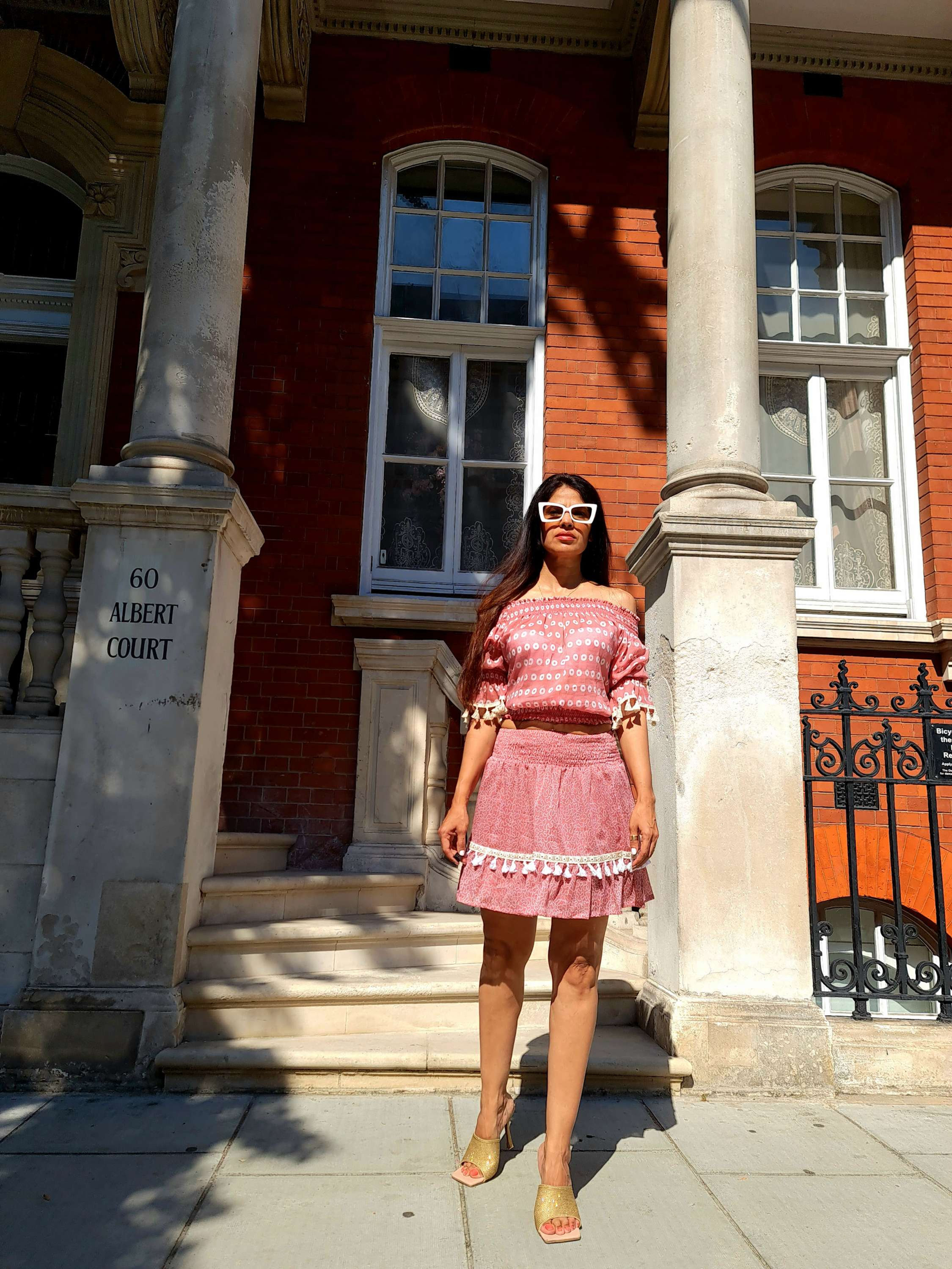 Beautiful off shoulder top with matching mini skirt