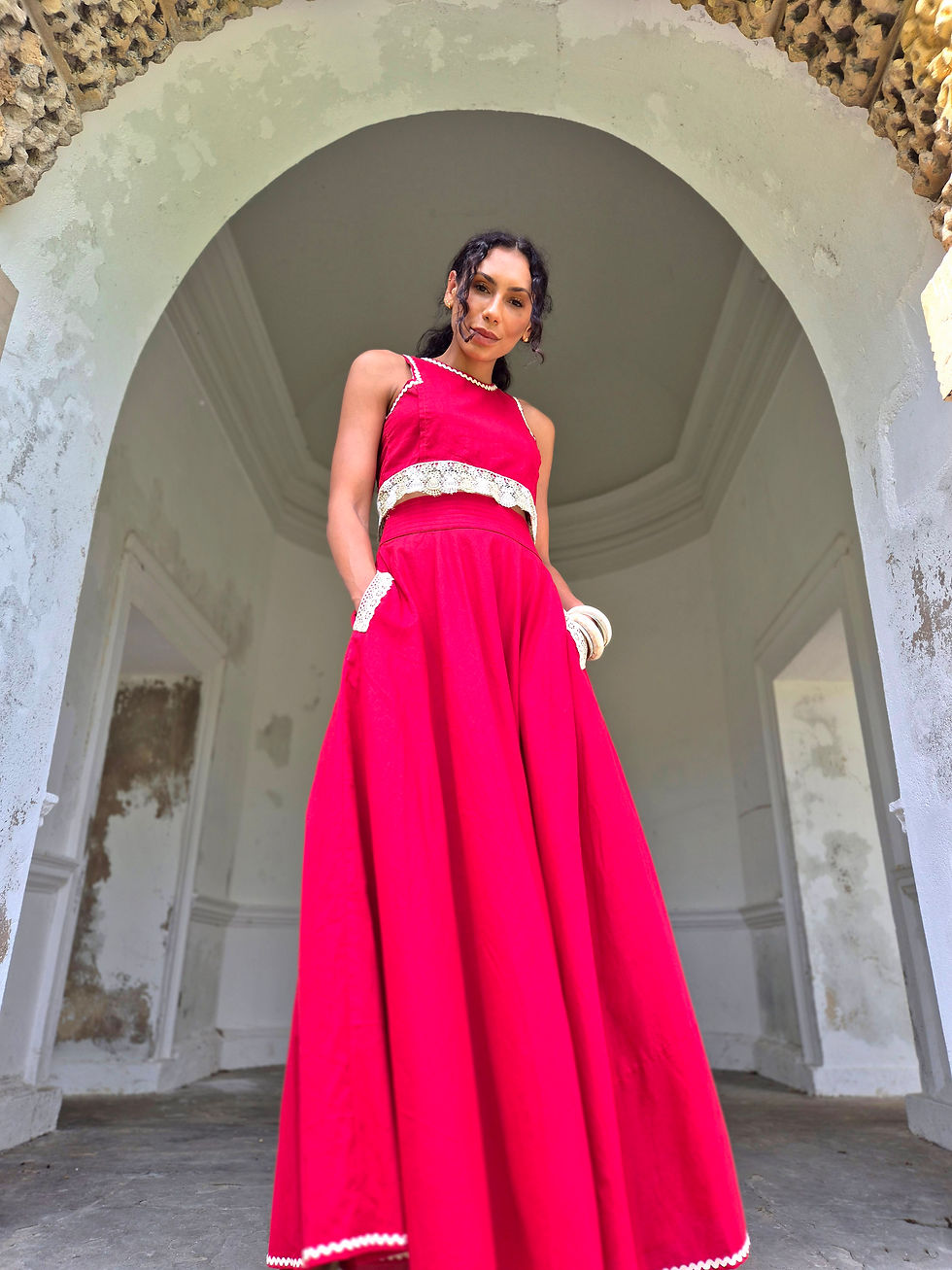 Cropped top and matching maxi skirt