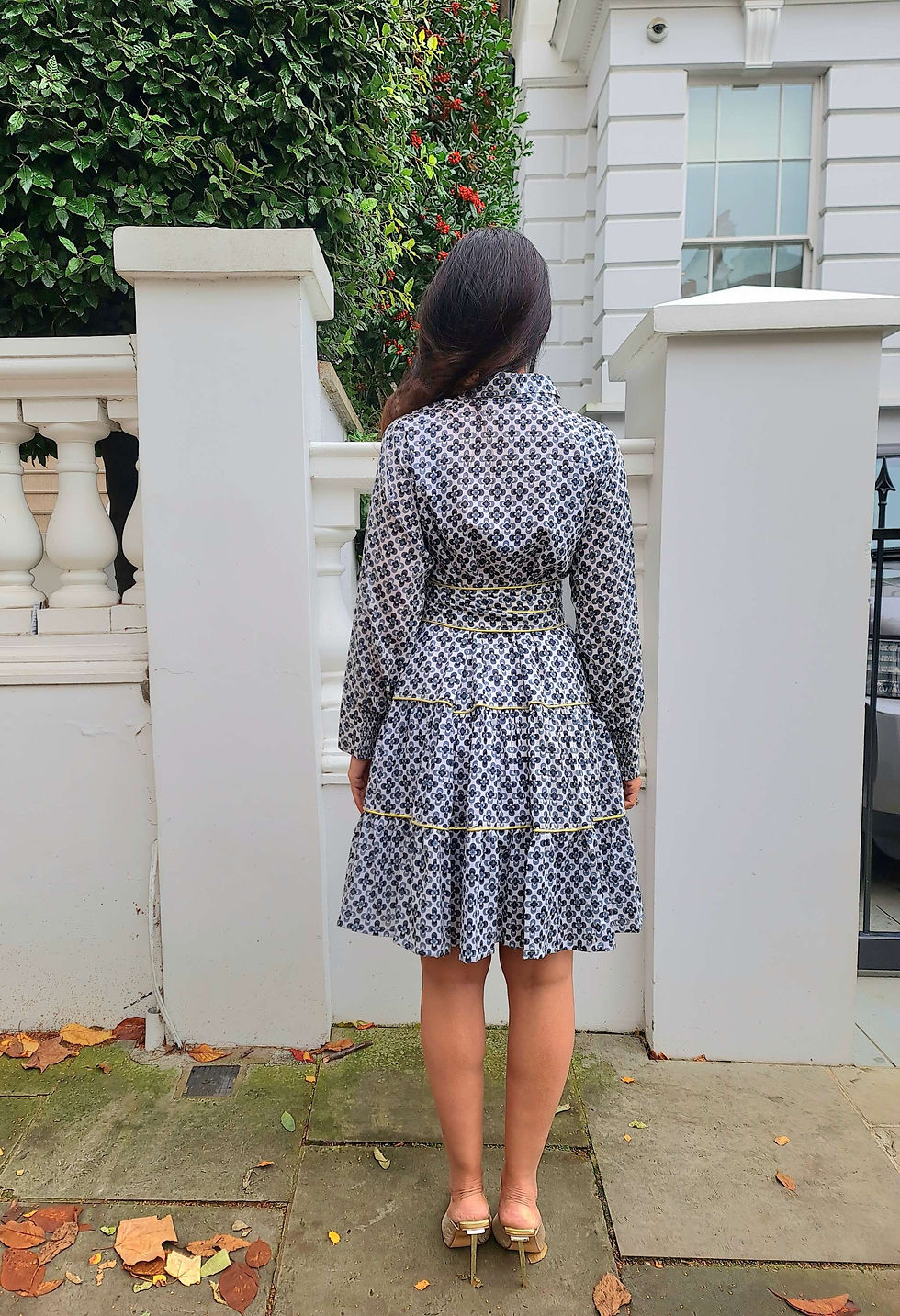 Thumbnail: Printed knee length dress, back view