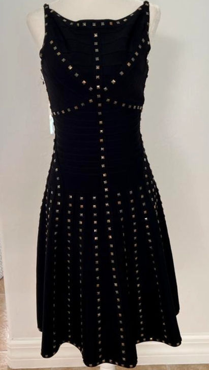 Herve Leger chic black dress with studs
