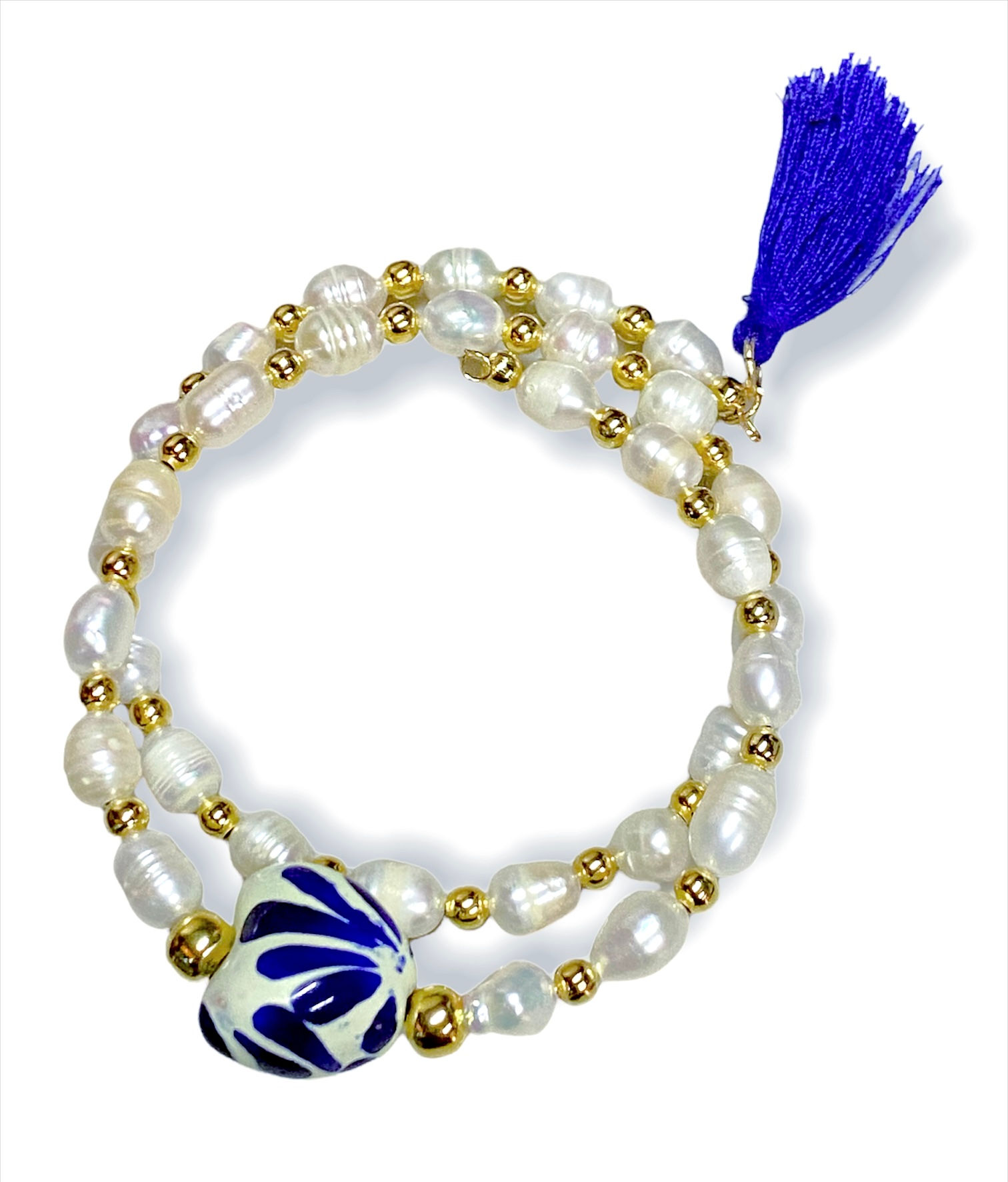Brazalete Perla de río y corazón talavera 
