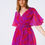 Thumbnail: Short Sleeve V-Neck Chiffon Mini Dress in Floral Print