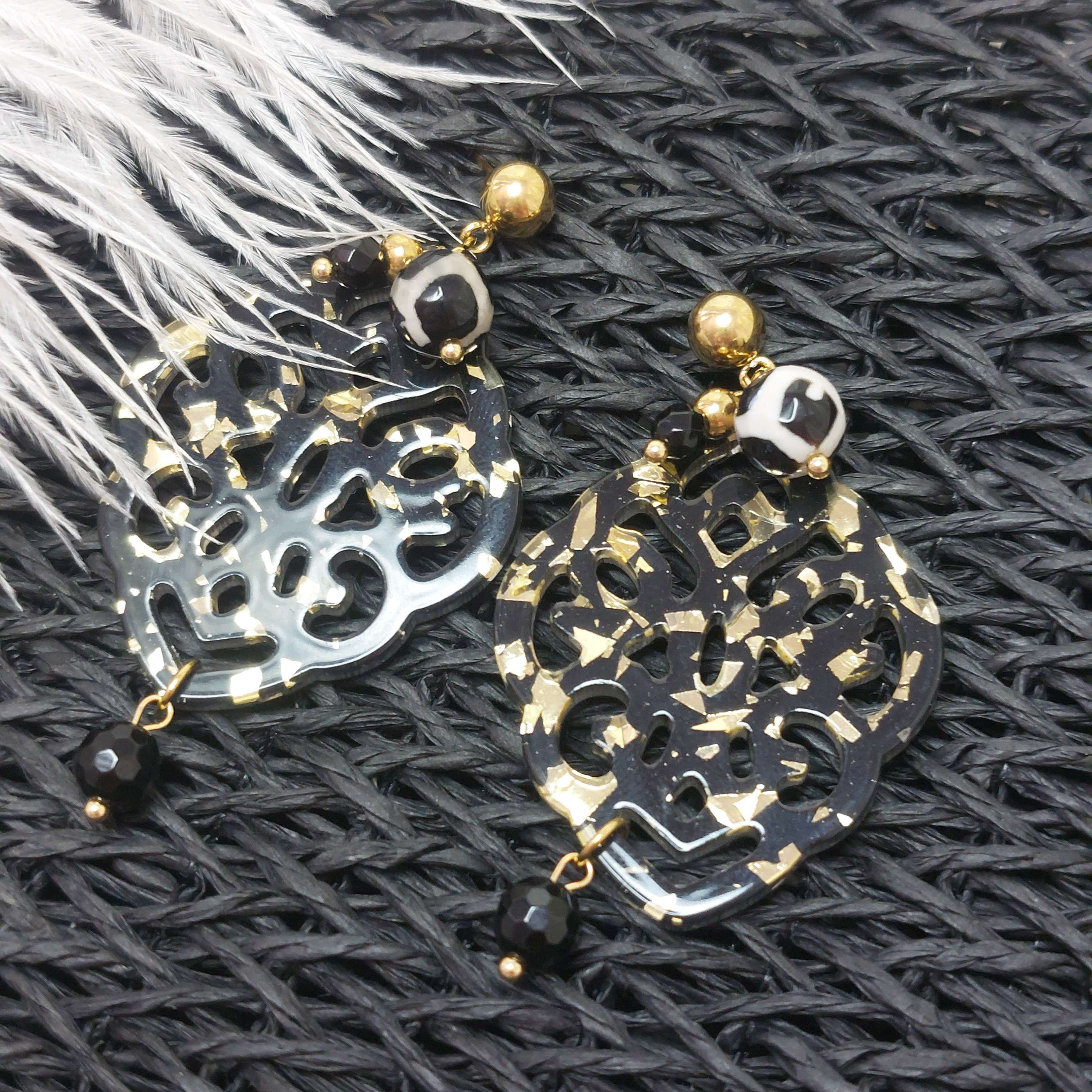 Ohrringe schwarz/gold