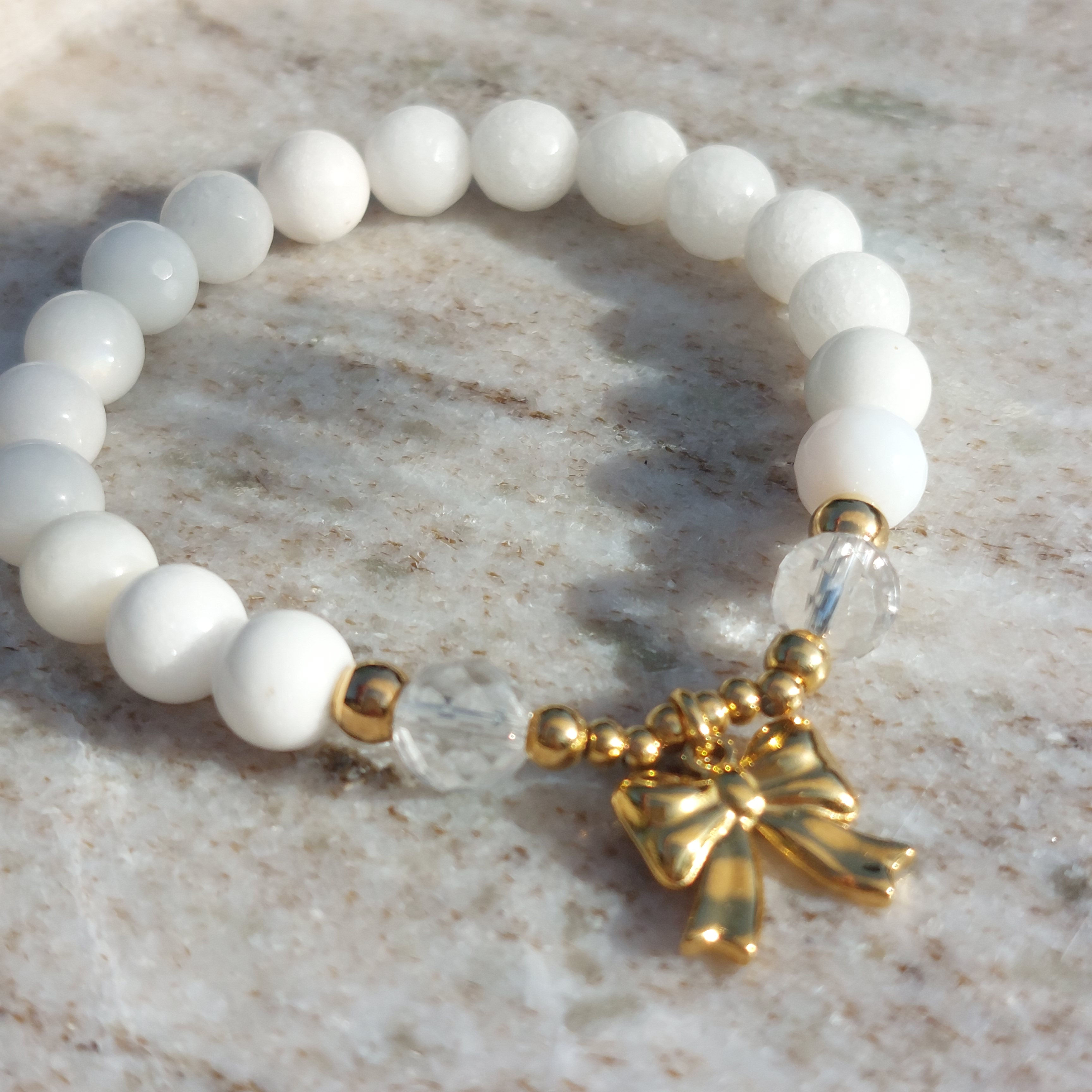 Armband Jade Bergkristall Schleife