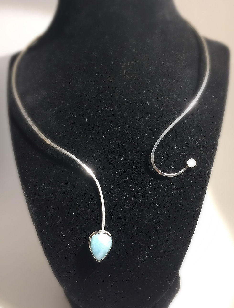 Thumbnail: SPECIAL ORDER In the Works Sterling Silver Larimar Cuff Necklace