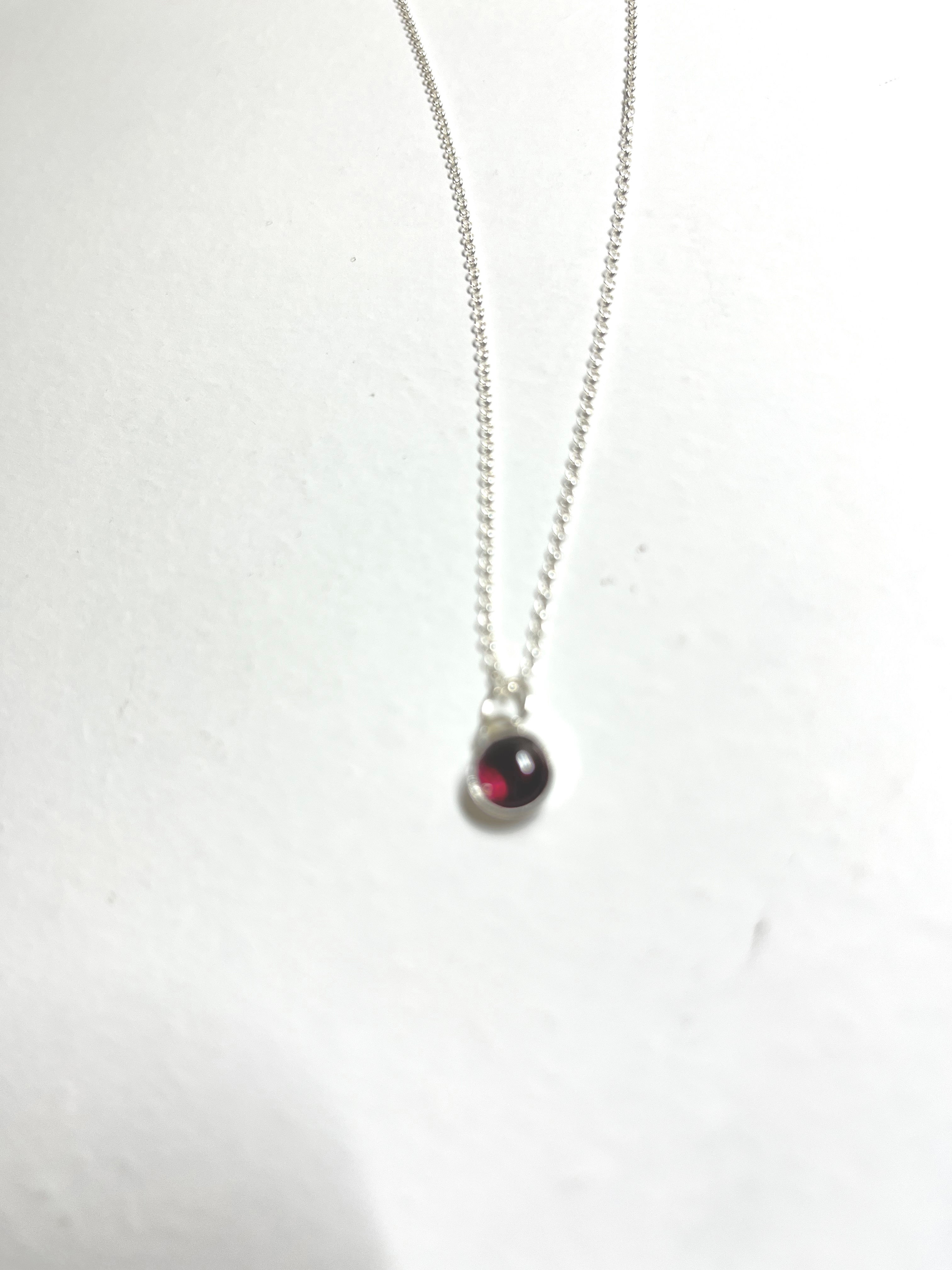 Garnet Pendant in Sterling Silver