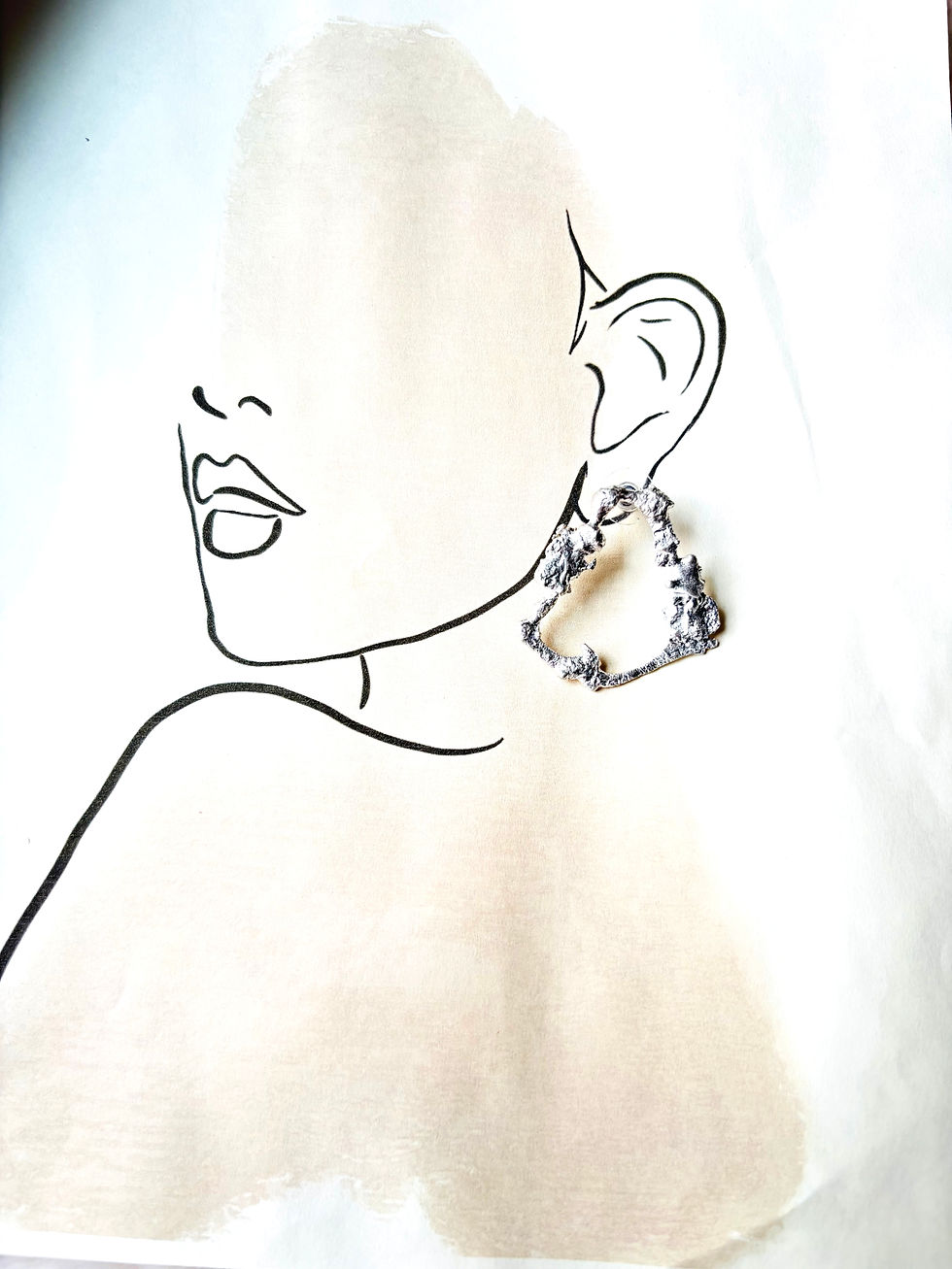 Thumbnail: Sterling Silver Organic Hoop Earrings