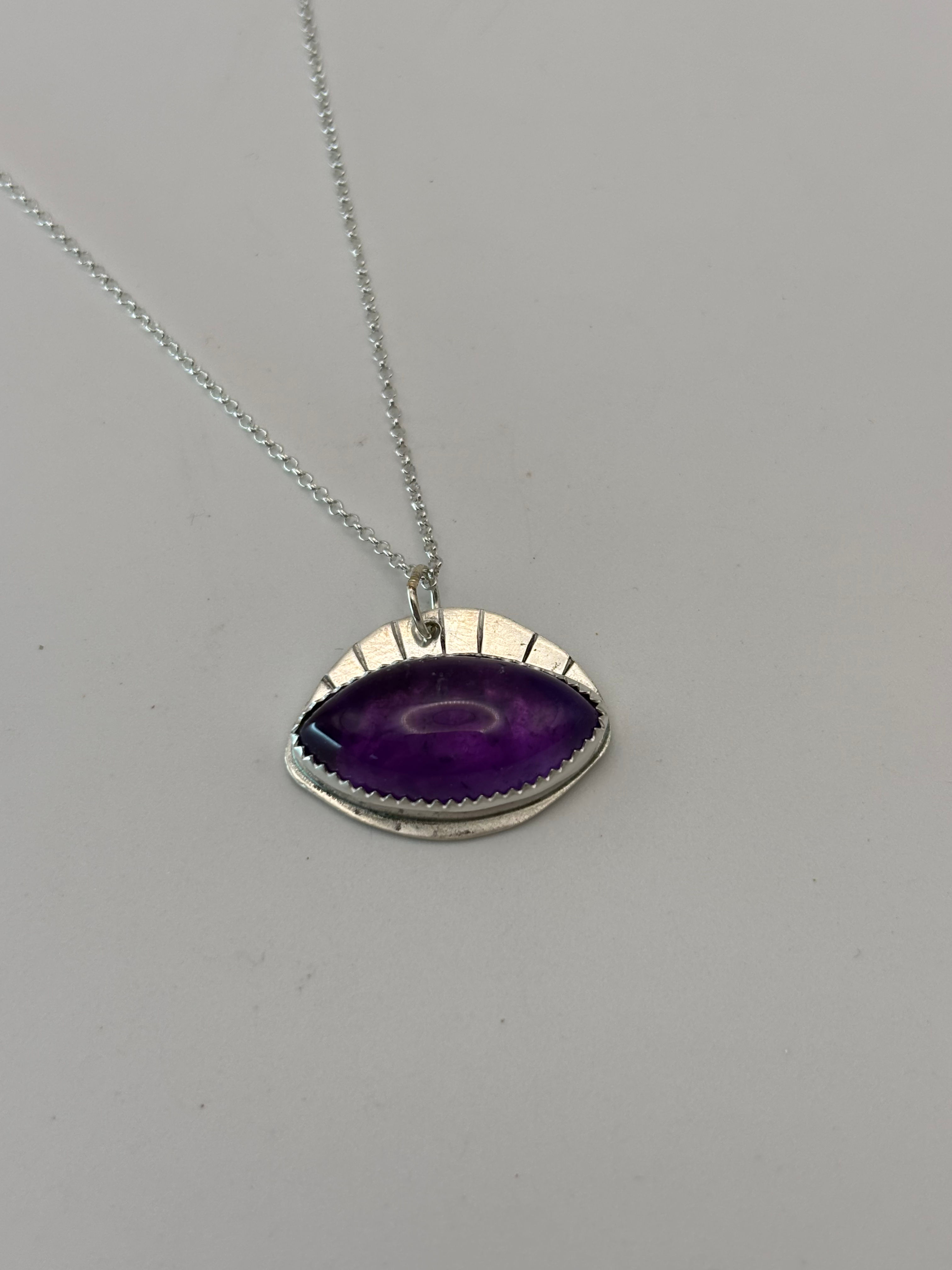 Amethyst Silver Burst Pendant