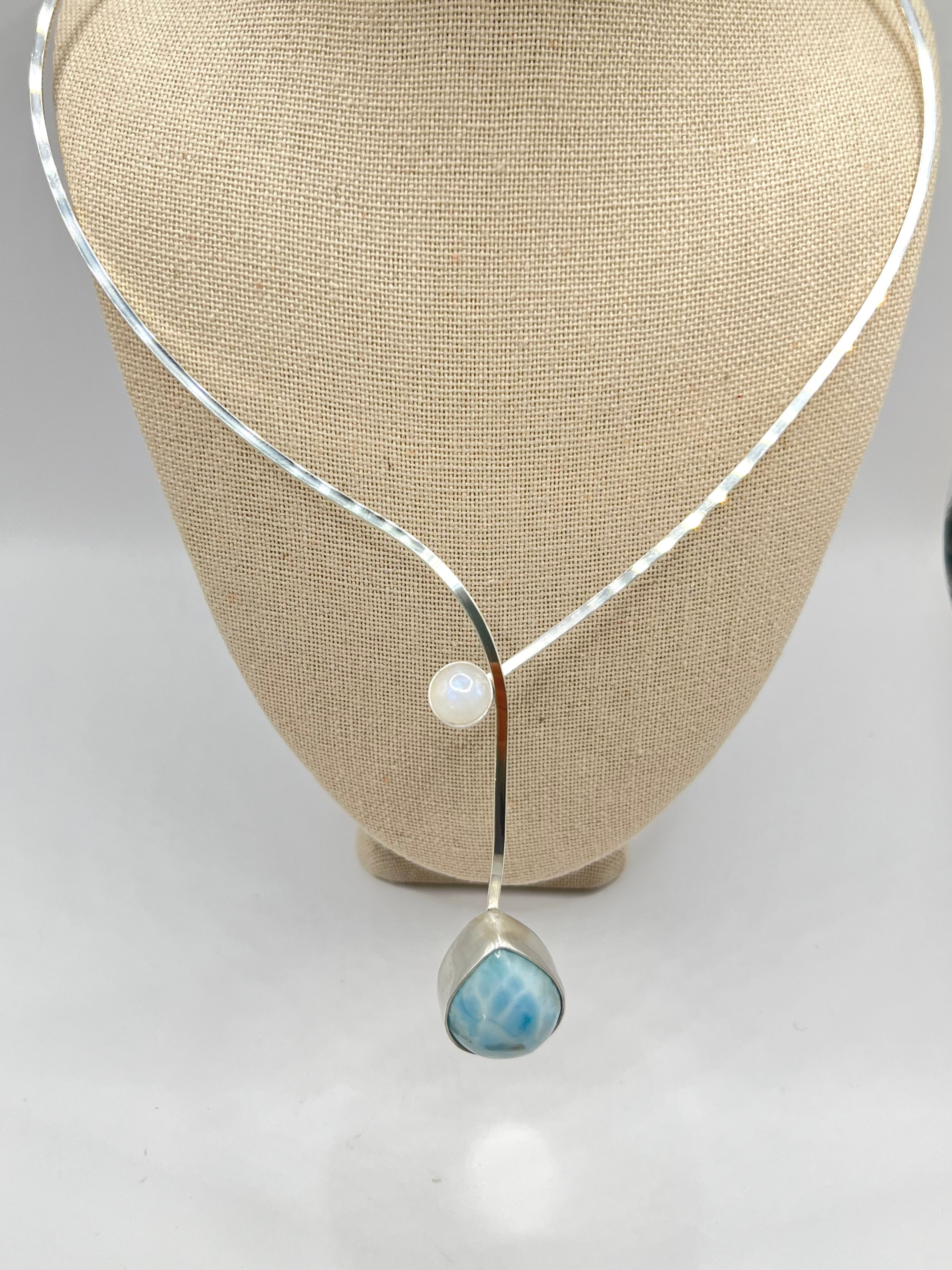 Larimar Cuff Pendant in Sterling Silver