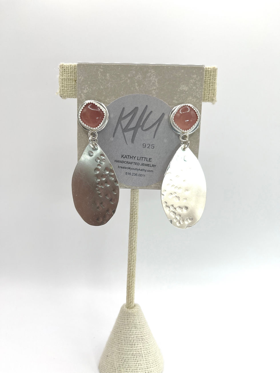 Thumbnail: Pink Rose Quartz Earrings Set in Sterling Silver