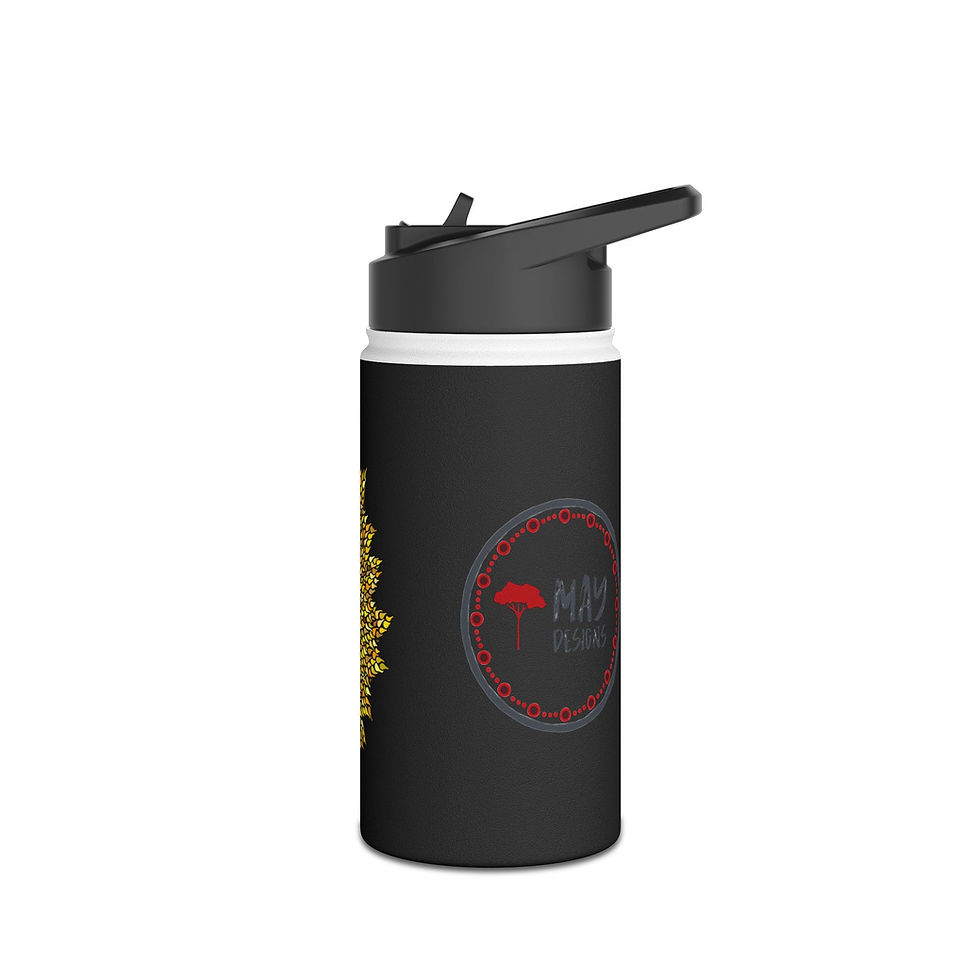 Thumbnail: Golden Healing Leaves Artwork Stainless Steel Water Bottle, Eco-friendly 