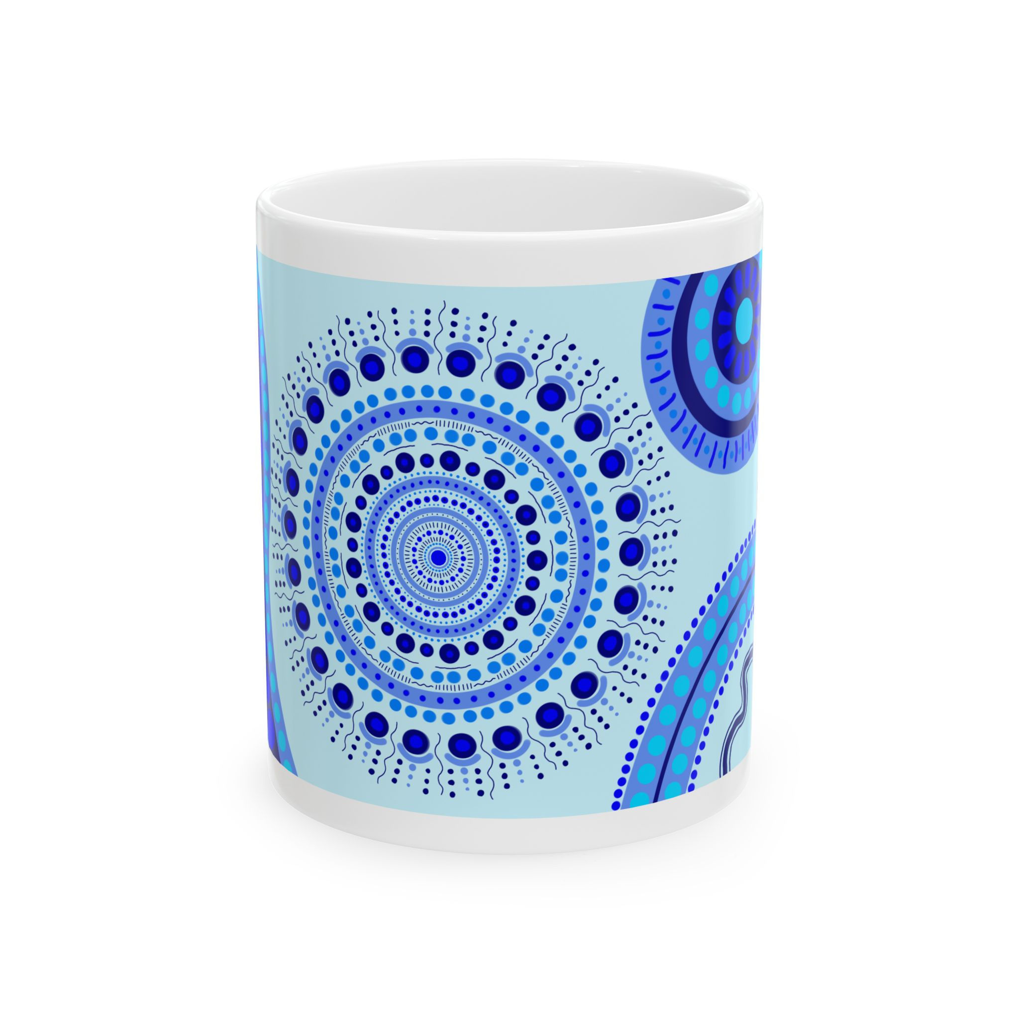 Bohemian Blue Emotions Water Pattern Ceramic Mug Artistic Tea Coffee Cup
