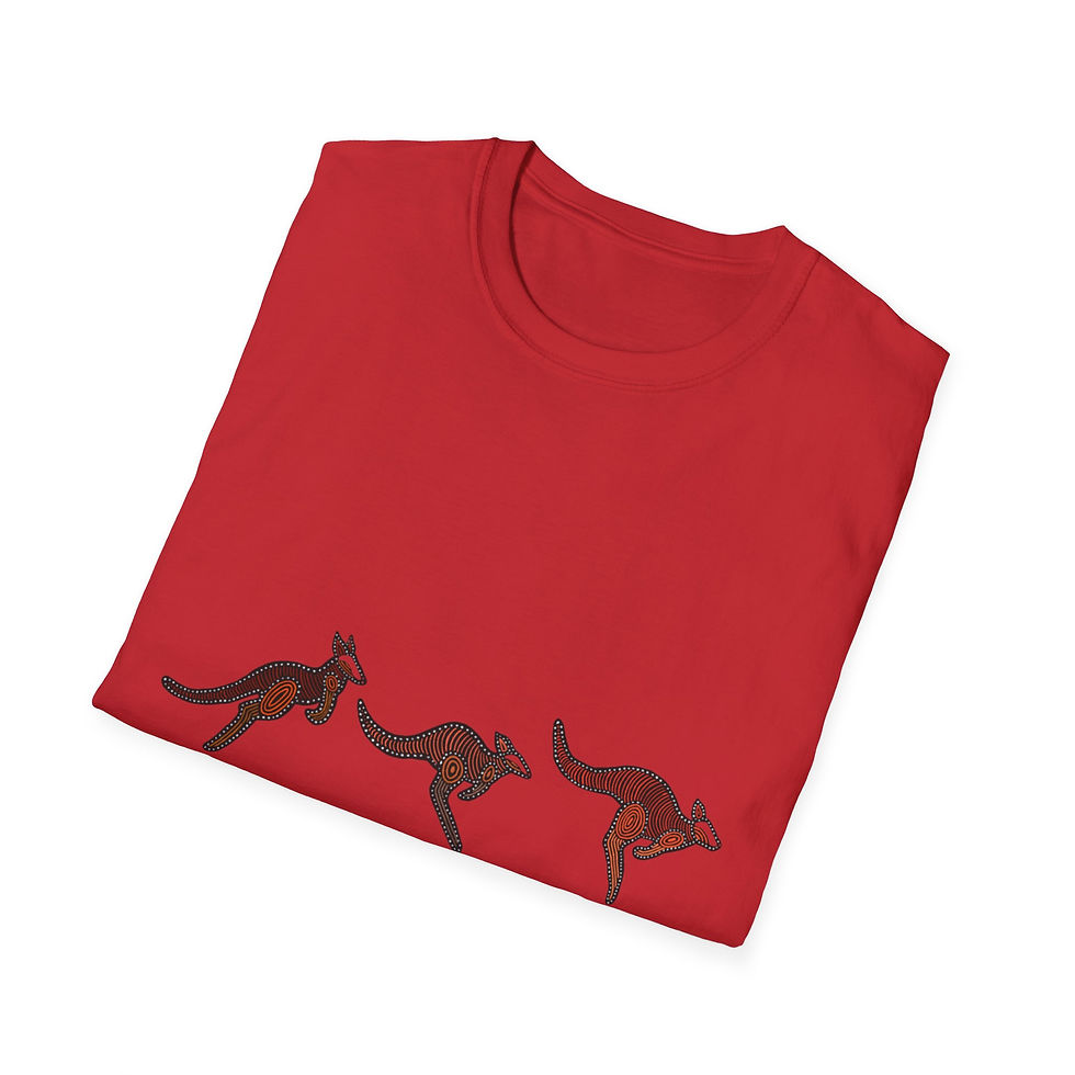 Thumbnail: Kangaroo Dance Unisex T-Shirt, Australia Gift, Eco-Friendly Tee, Casual Wear