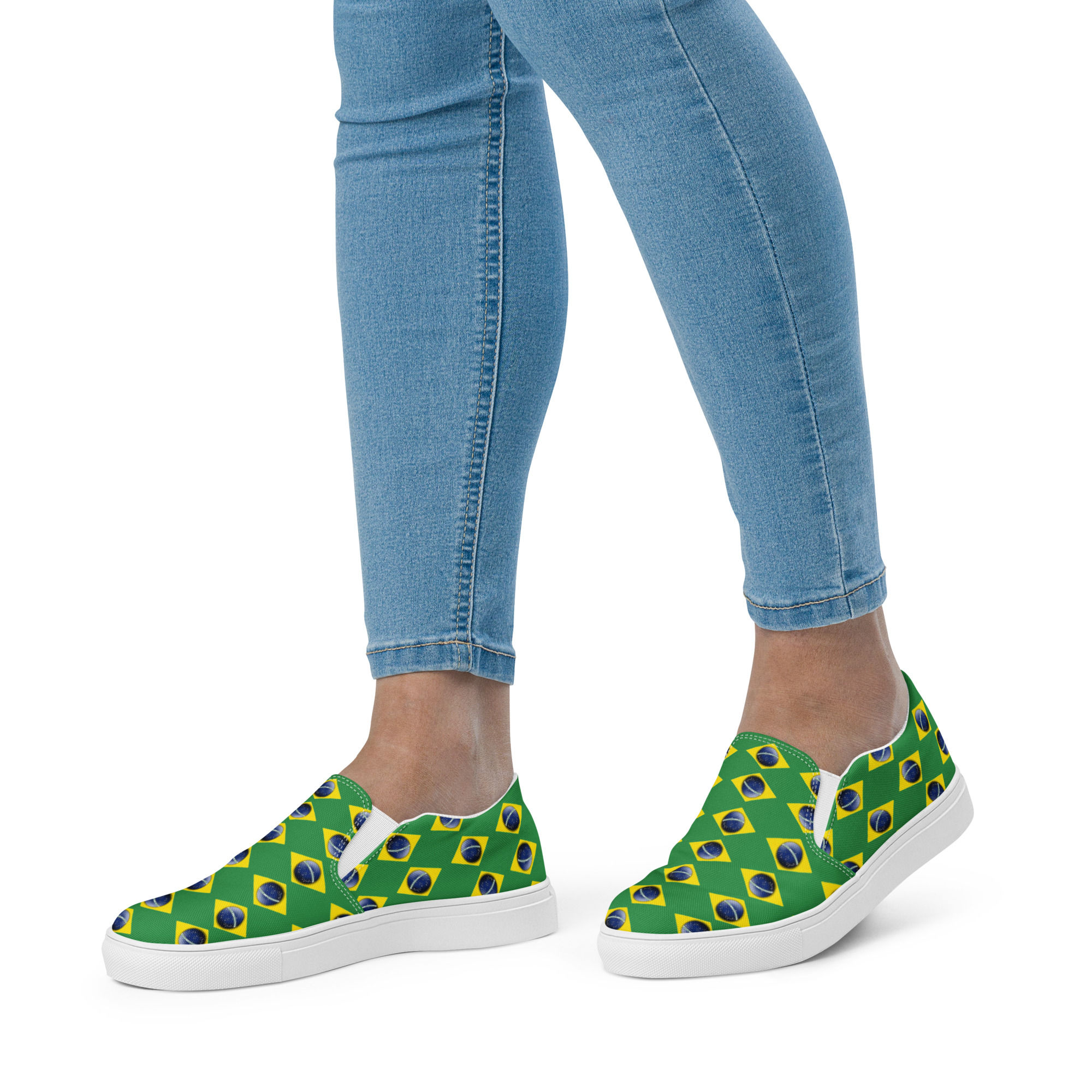 Women’s slip-on Cuddlesaur Brand Brazil Flag Inspired Canvas