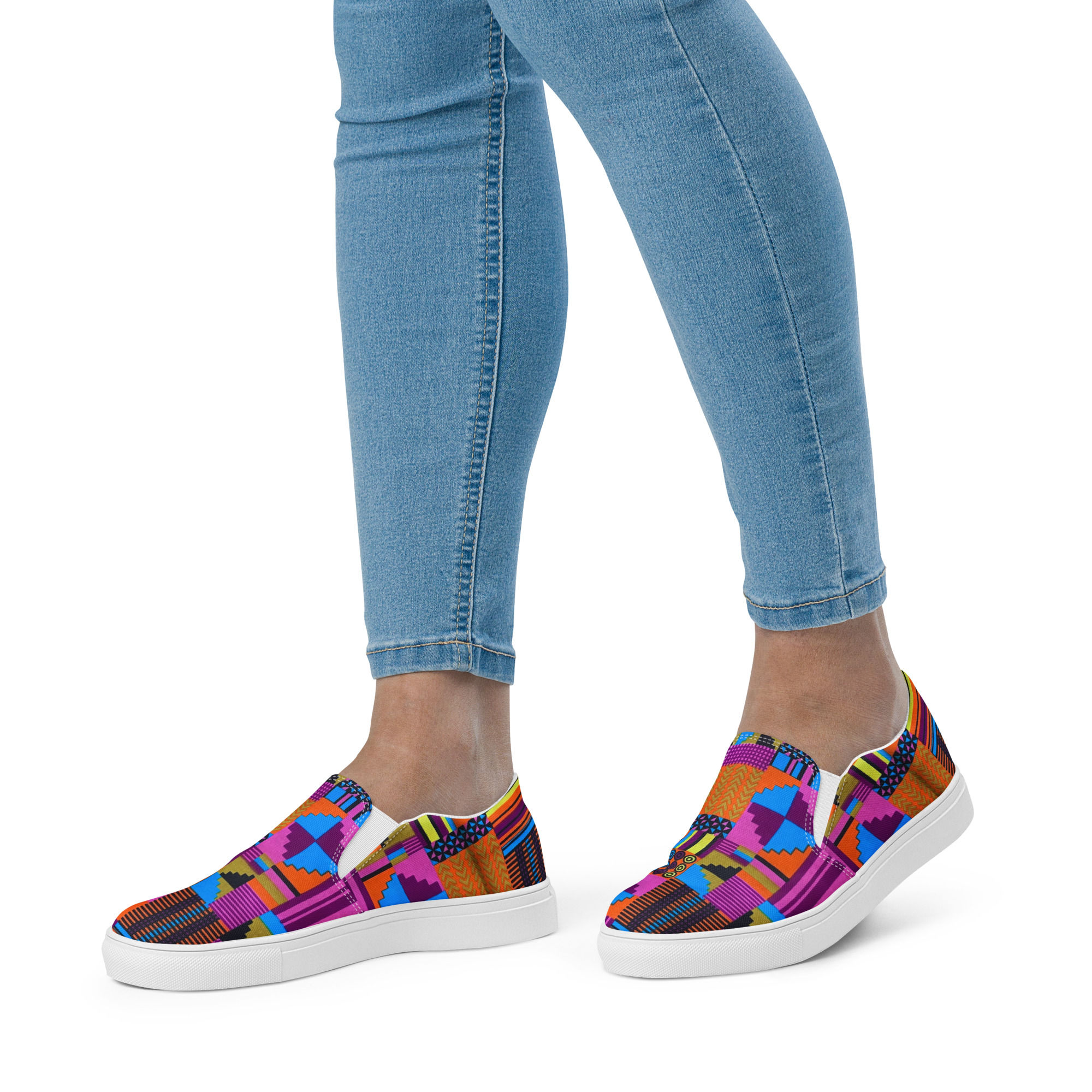 Women’s slip-on Cuddlesaur Brand Special Addition Kente 3 Canvas